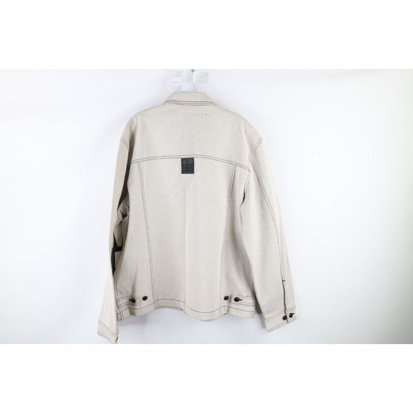 NOS Vtg 90s Marithe Francois Girbaud Mens Large Baggy Denim Trucker Jacket White - Picture 10 of 14
